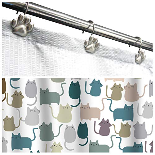 image for Sunlit Fashion Design Cute Paw Print Polished Shower Curtain Hooks for