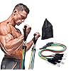 Langguth Resistance Bands 11 stuks fitnessbanden weerstandsbanden set krachttraining met handgrepen, deuranker, fitness…