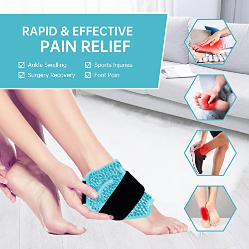 Ice Packs for Injuries Reusable, Ankle/sport Foot Ice Therapy Wrap, Hot Cold Ice Gel Pack with Adjustable Brace for Sprained Ankles, Plantar Fasciitis, and Swelling Feet, Microwaveable, Freezable
