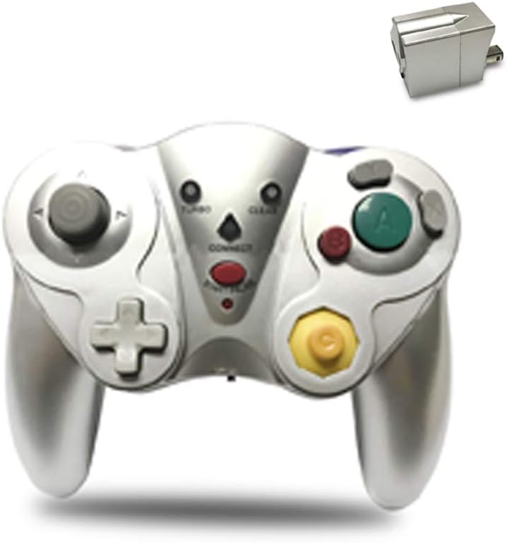 4 Pack Gamecube Controller, with 4 Gamecube Extension Cables and 4-Port USB Gamecube Adapter for Switch PC Wii U Console (Sliver)