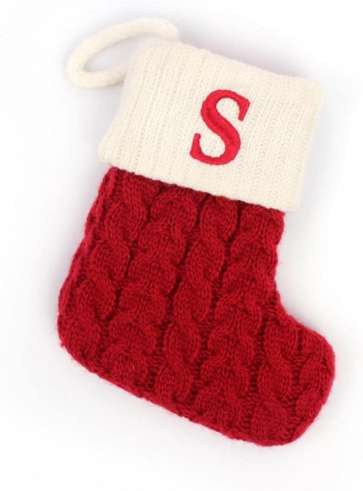 Stockings & Holders - Christmas Stocking with 26 Letter, Initial Embroidered Mini Cute Christmas Stockings Cotton Cord with White Super Soft Plush Cuffs Christmas Decorations, 5.5 * 7.1 in (S)