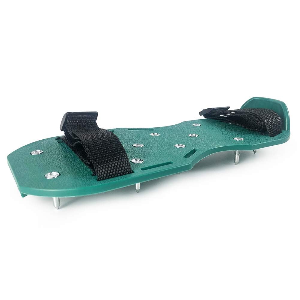 QWORK® Gunite Spiked Shoes with 1-3/16" Short Spikes Perfect for Epoxy Floor, Overlays, Cover Installation, Green Color (1 Pair)