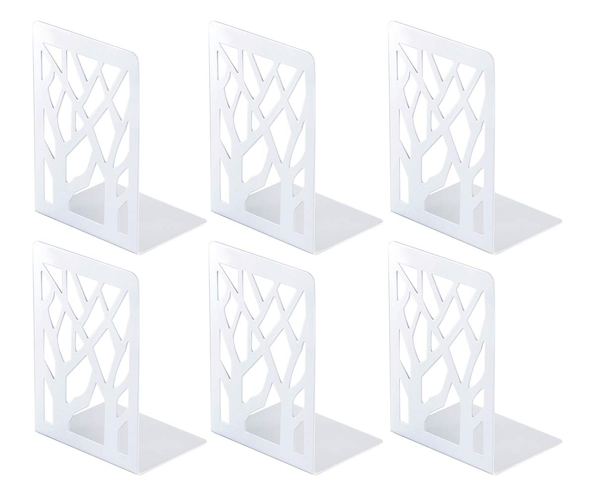 INNÔPLUS Book Ends, Heavy Duty Metal Bookends (White 3 Pair) for Office, School & Decorative Gifts