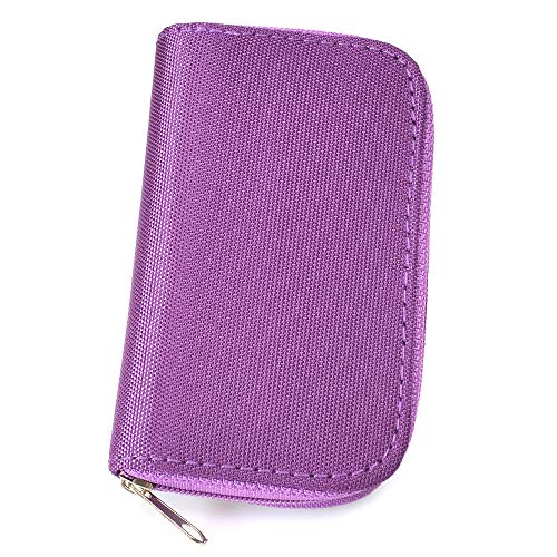 Memory Card Cases, 2 Packs Bestshoot Memory Card Holder Bags Pouch Organizer Keeper 22 Slot SD Micro SD CF SDHC SDXC MMC Secure Digital Compact Flash Cards Wall Bags for Media Storage (black + purple)