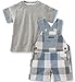 Calvin Klein Baby Boys 2 Pieces Shortall-Trim On Tee, Gray/Blue, 24M