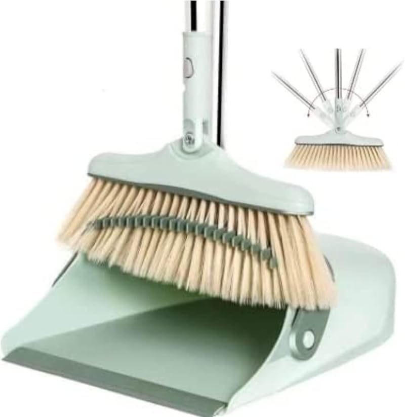 SWISSPACK Twist 54 Inch Long Handled Dustpan and Brush Set Green