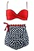 COCOSHIP Retro Polka Dot Twisted Front High Waisted Bikini Set Tie Belt Vintage Ruched Swimsuit(FBA)