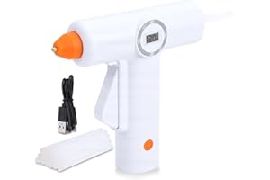 Gugxiom Cordless Hot Glue Gun, with 20Pcs Glue Sticks, 20s Rapid Melting, Type-C Rechargeable, Digital Display, Auto-Off, Min