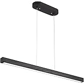 YISDESIGN 47" Black Linear Pendant Light Wooden Led Linear Pendant Light Fixtures Ceiling Hanging Dimmable Pendant Lights for