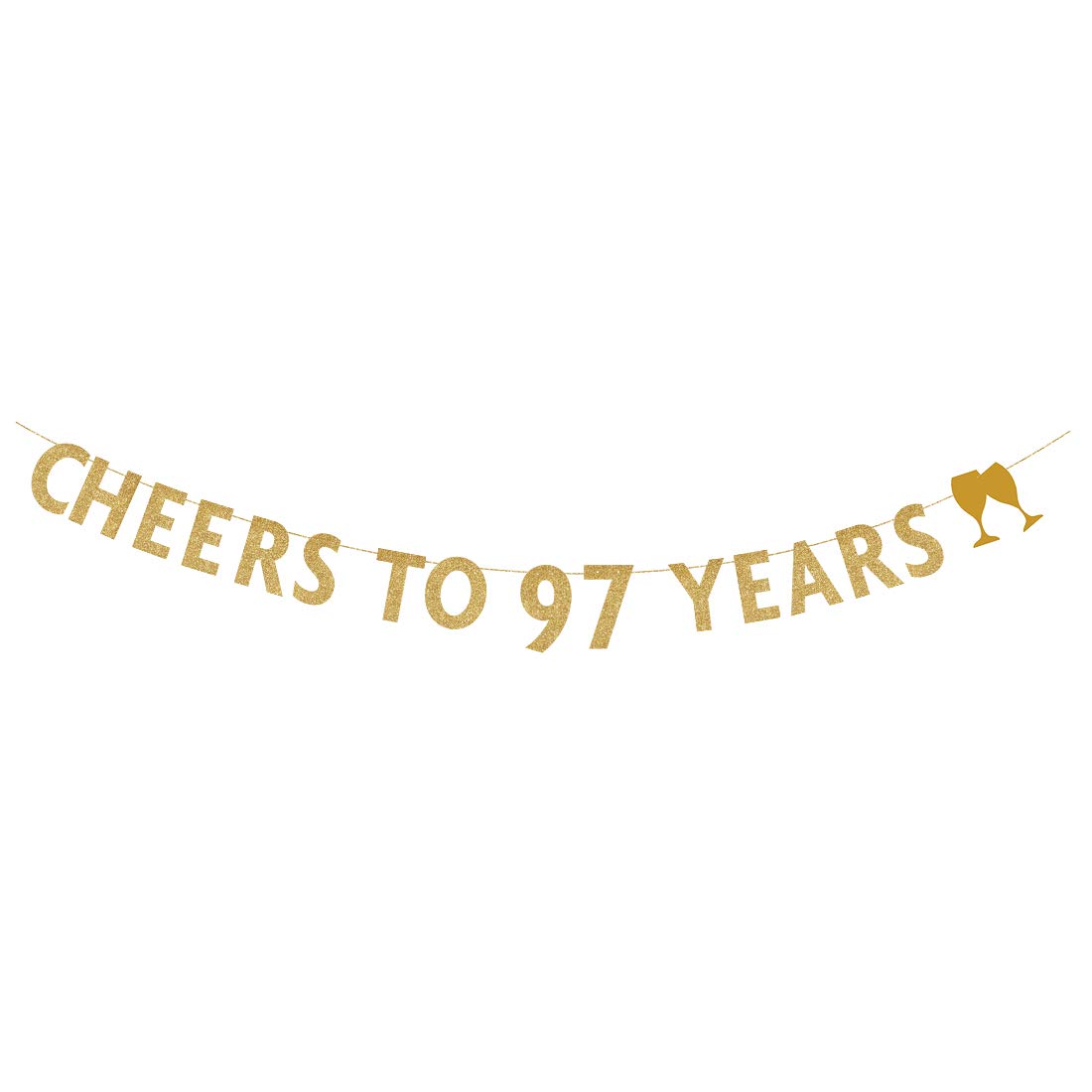 MAGJUCHE Gold glitter Cheers to 97 years banner,97th birthday party decorations