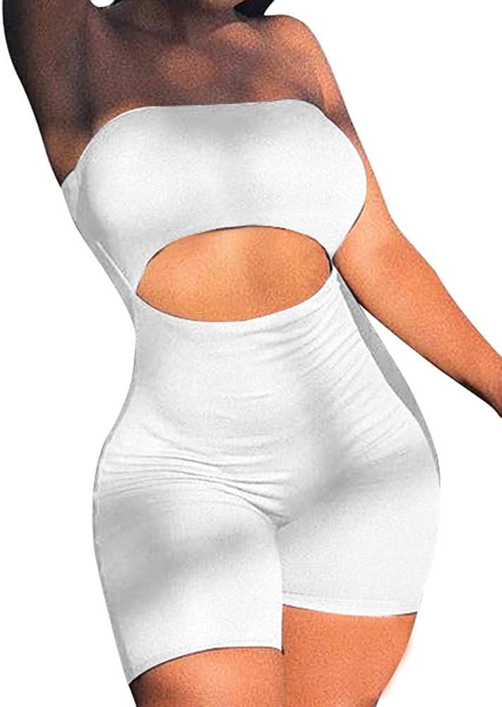 LCNBA Women's Sexy Bodycon Strapless Romper Jumpsuit Catsuit Shorts Club Party Outfit