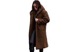 OSCORP Women's Teddy Bear Coat – Long Hooded Fleece Jacket with Pockets, Oversized Warm Winter Outerwear 2025, Cozy Coat