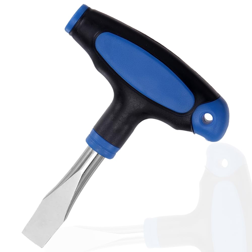 T Handle Screwdriver 12mm Slotted Screwdriver Ergonomic Flat Head Screwdriver for Slotted Screw Used on Quick Release Plate or Camera Tripod Monopod (Blue and Black)