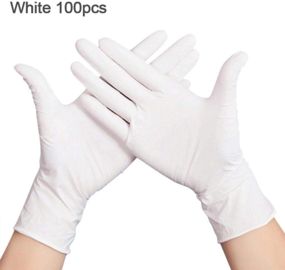 N/A 50/100 pcs Nitrile Latex Disposable Kitchen Medical Garden Household Cleaning Rubber Dish Washing Scrubbing Gloves,White 100pcs,L