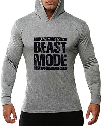 Katesid Men's Gym Workout Bodybuilding Long Sleeve Casual Hoodie Sweatshirts Letter Printed Training Sports Pullover