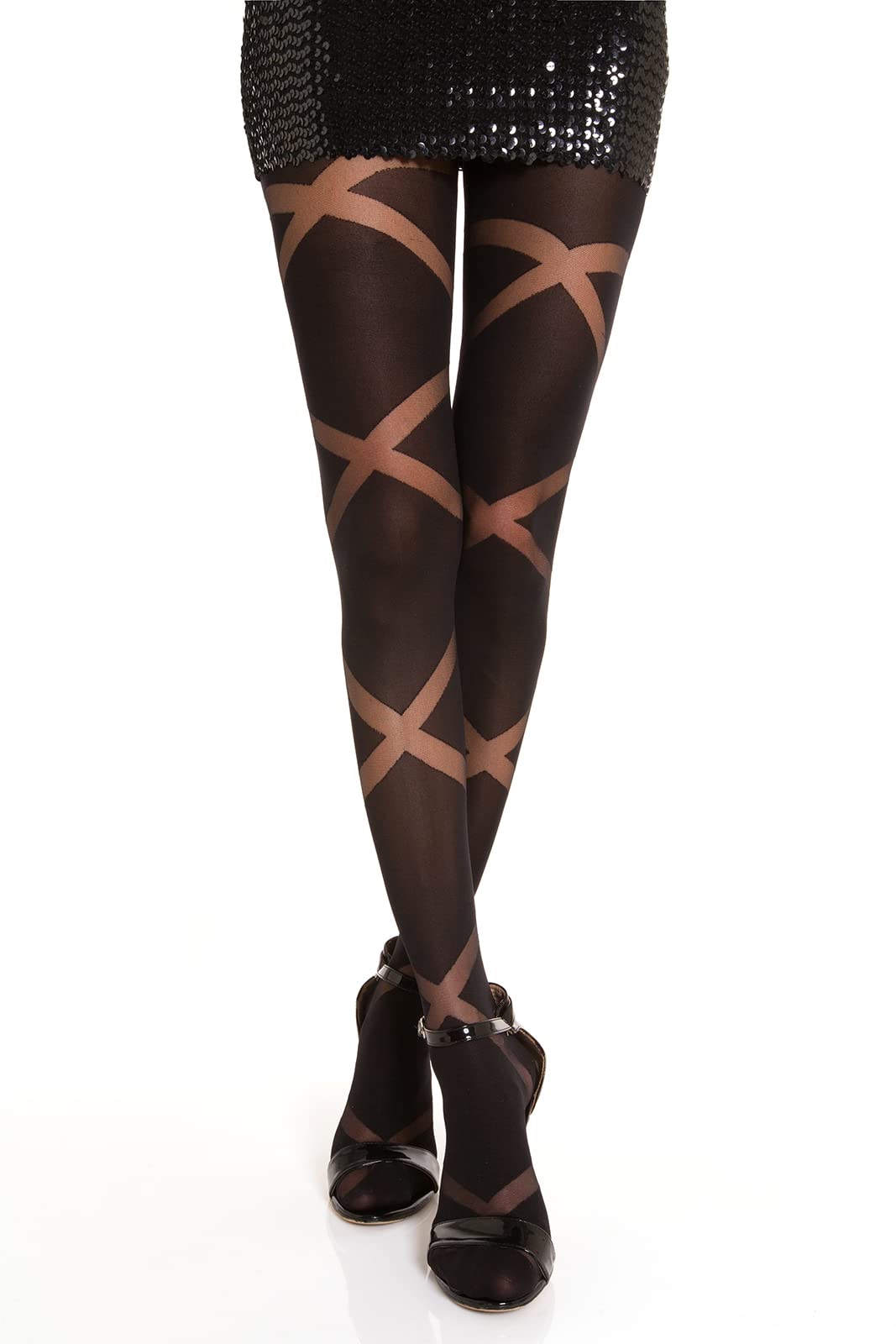 Gi&Gi Women's Opaque Tights Elegant Banded Pattern 80 Denier Made in Italy N.1587(S/M)
