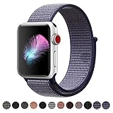 HILIMNY Compatible for Apple Watch Band 42mm, New Nylon Sport Loop, with Hook and Loop Fastener, Adjustable Closure Wrist Strap, Replacement Band Compatible for iwatch, 42mm, Midnight Blue