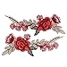 2 Pcs Red Green Flower Applique Embroidered Patch Collar Floral Appliques Sew on Patches Sewing DIY Clothing Accessories Craft Kids Clothing Hat Bag Decor (Red-Green)
