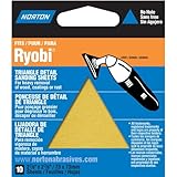 Norton 07660749282 Adhesive Backed Triangle Sanding Sheet for Ryobi Sander, P150 Grit, Fine Grade (Pack of 10)