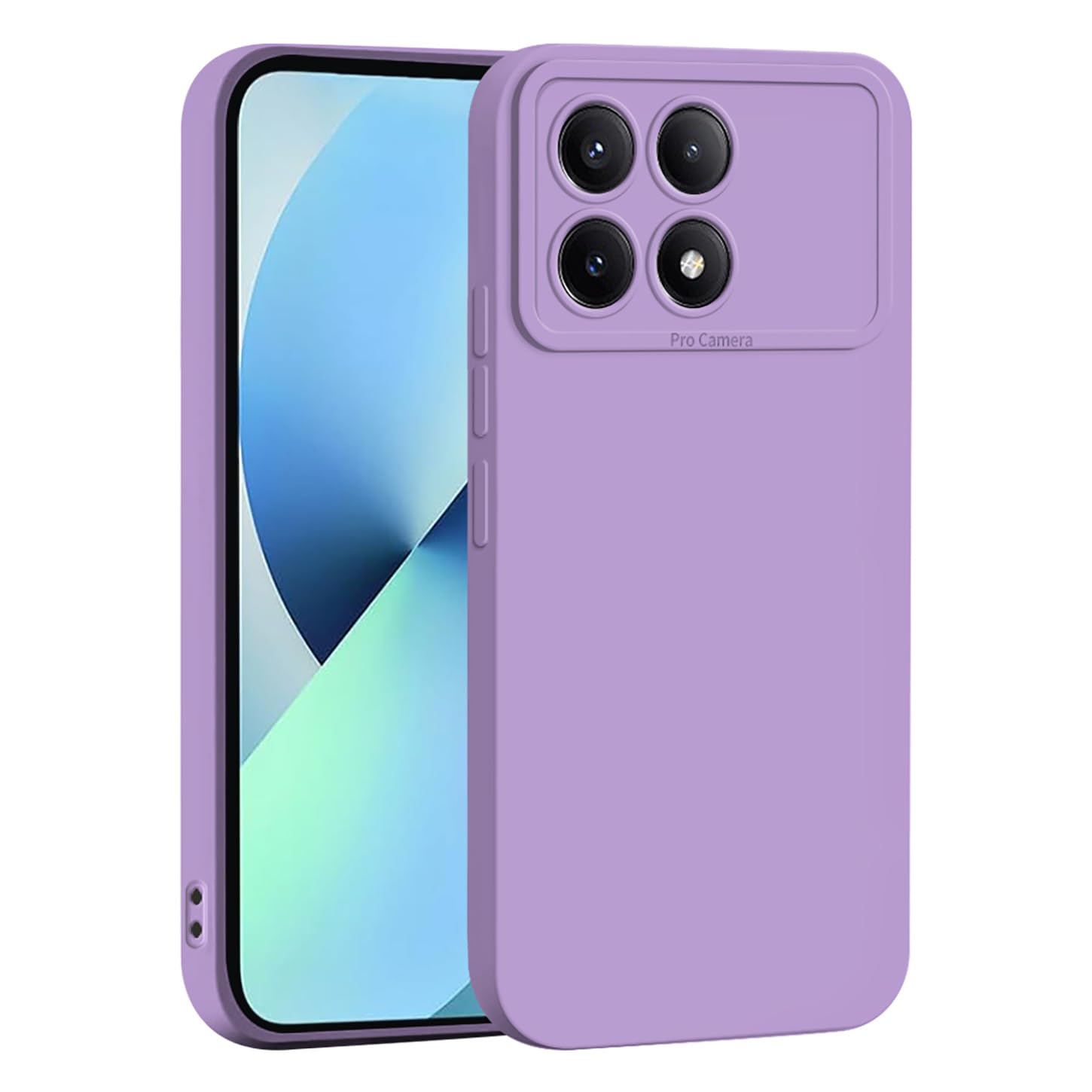 ILING Liquid Silicone Case for Xiaomi Poco X6 Pro 5G, Simple Solid Color Back Soft Gel Rubber Frosted TPU Bumper Shockproof Protective Ultra-thin Phone Case Cover (Purple)