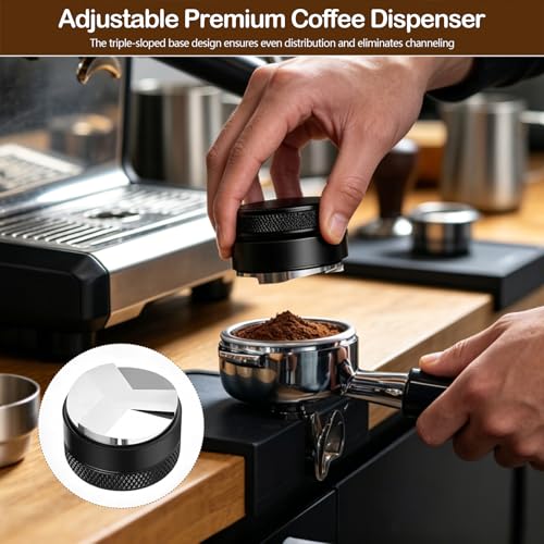 TECKZOON Espresso Maker Accessories Set of 9 51mm with Tamper Station, Coffee Leveler, WDT Tool, Stirrer, Dosing Funnel, Strainer, Cleaning Brush, Spoon Clip