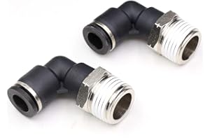 CEKER 3/8 OD Tubing Push to Connect Air Fittings 3/8 inch Od x 1/8" Npt Air Line Fittings 90 Degree 1/8 Male Threaded Push in Connectors Pneumatic Fittings Push Lock Fittings 5Packs