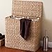 BirdRock Home Oversized Divided Hamper with Liners (Espresso) | Made of Natural Woven Abaca Fiber | Organize Laundry | Cut-Out Handles for Easy Transport | Includes 2 Machine Washable Canvas Liners