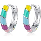 BG&WLing Rainbow Huggie Earrings for Women Neon Hoop Earrings Hypoallergenic Dainty Opal Earring Fashion Jewelry