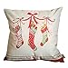 HOSL SD40 Christmas Pillow Covers 18 x 18 Merry Christmas Decorations Christmas Series Blend Linen Throw Pillow Case Decorative Cushion Cover Pillowcase Square 18