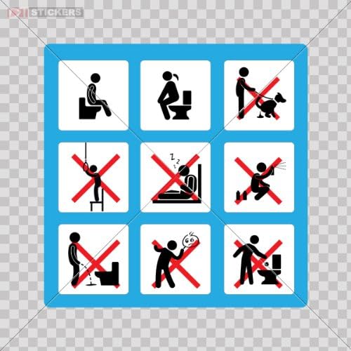 Decal Sticker Toilet Sing Size: 5 X 5 Inches Vinyl color print