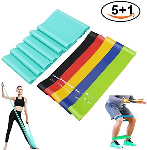 COZYSUNNY Exercise Resistance Loop Bands, with Yoga Elastic Bands - Latex Workout Bands for Yoga,Physical Therapy,Muscle Sculpting Toning,set of 6
