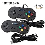 Exlene&reg; Usb Controller Gamepads Joystick 10ft/3m (2pack),Usb Snes Controller Super Snes Classic Controller for PC Windows Ubuntu Raspberry Pi 3 Retropie Sega Genesis (Black)