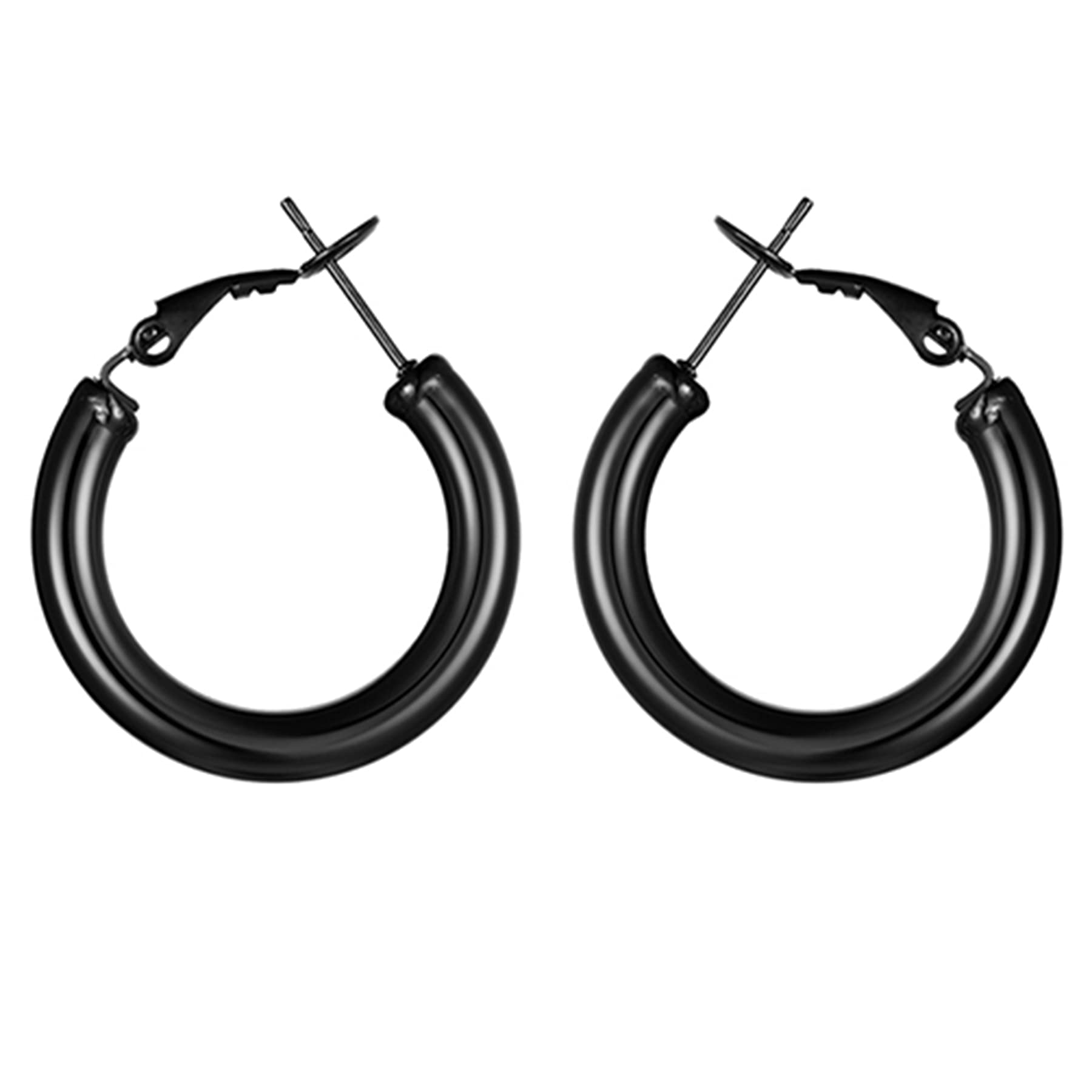 Cupimatch Ear Pierced Stainless Steel Lightweight Tube Circle Hoop Earrings Jewelry for Women Girls 25-60mm