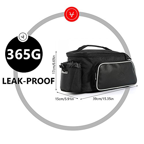 Meanhoo Bike Rack Bag- Waterproof- 1 Pcs Panniers for Bicycles Bicycle Seat Trunk Bag Saddle Bags for Cycling, Hiking, Travelling, Camping, Motorcycle, Black
