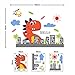 HAOKHOME W-10603 Wall Decal Cute Dinosaur Wall Sticker for Kids Room Children Bedroom Living Room