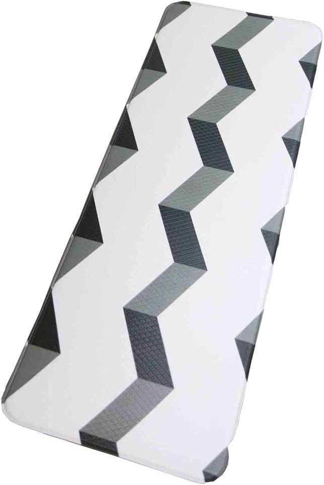 Anti Fatigue Cushion Stylish Comfort Floor Foam Kitchen Mat, Office Mat, Waterproof, Easy to clean, Soft and Thick, Non Toxic, Reversible (Wave and Stripe, 17" x 37")