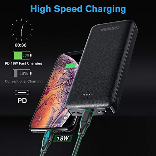 TAMOWA 20000mAh PD Powerbank, USB-C externe accu met 18W Power Delivery, hoge capaciteit, powerbank, draagbare oplader… - Afbeelding 4