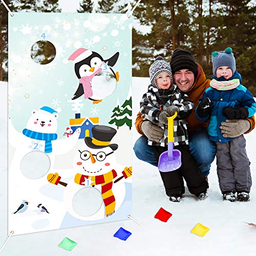 image for WATINC Snowman Toss Games with 4 Bean Bags, Xmas Party Game for Kids a