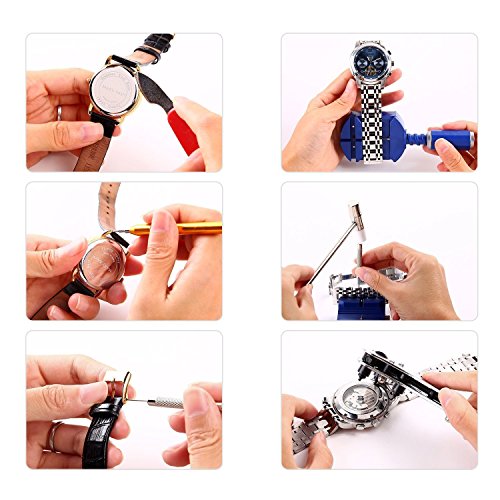 ShineMore 147 PCS Watch Repair Tool Kit Case Opener Spring Bar Tool Set Bonus A Hammer