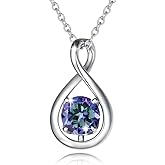FANCIME Birthstone Necklaces for Women Fine Jewelry Sterling Silver Dainty Infinity Pendant Anniversary Birthday Valentines Day Gifts for Her Wife Mom Lady Daughter, Chain 16"+2" Extend