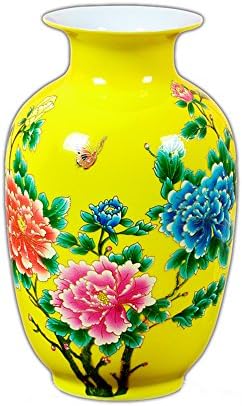 YELLOW FLOWER VASE China Jingdezhen ceramic porcelain flower vase oriental style home living room decoration V30 (Color 4)