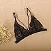 Eshion Women's Semi Sheer Full Lace Thin Band Bralette Lingerie Bra Tops (S, Black)