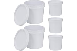CIYODO 5pcs Plastic Bucket with Lid and Handle - 4.72 Inch Water Bucket Wash Pail Containers Water Pail for Multipurpose Pain