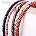 T400 Black Brown Red Pink White Bangle Charm Braided Bracelet Genuine Cowhide Leather Wristband for Unisex Women Men Beads Gift
