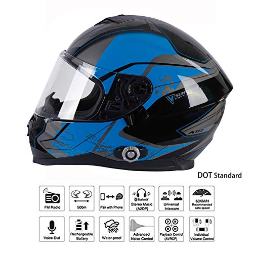 Bluetooth Motorcycle Helmet, FreedConn BM22 Full Face Builtin