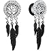 Body Candy Women's Steel Single Flare Clear Accent Tree of Life Feather Dangle Body Piercing Plug Set 00 Gauge, White, One Size