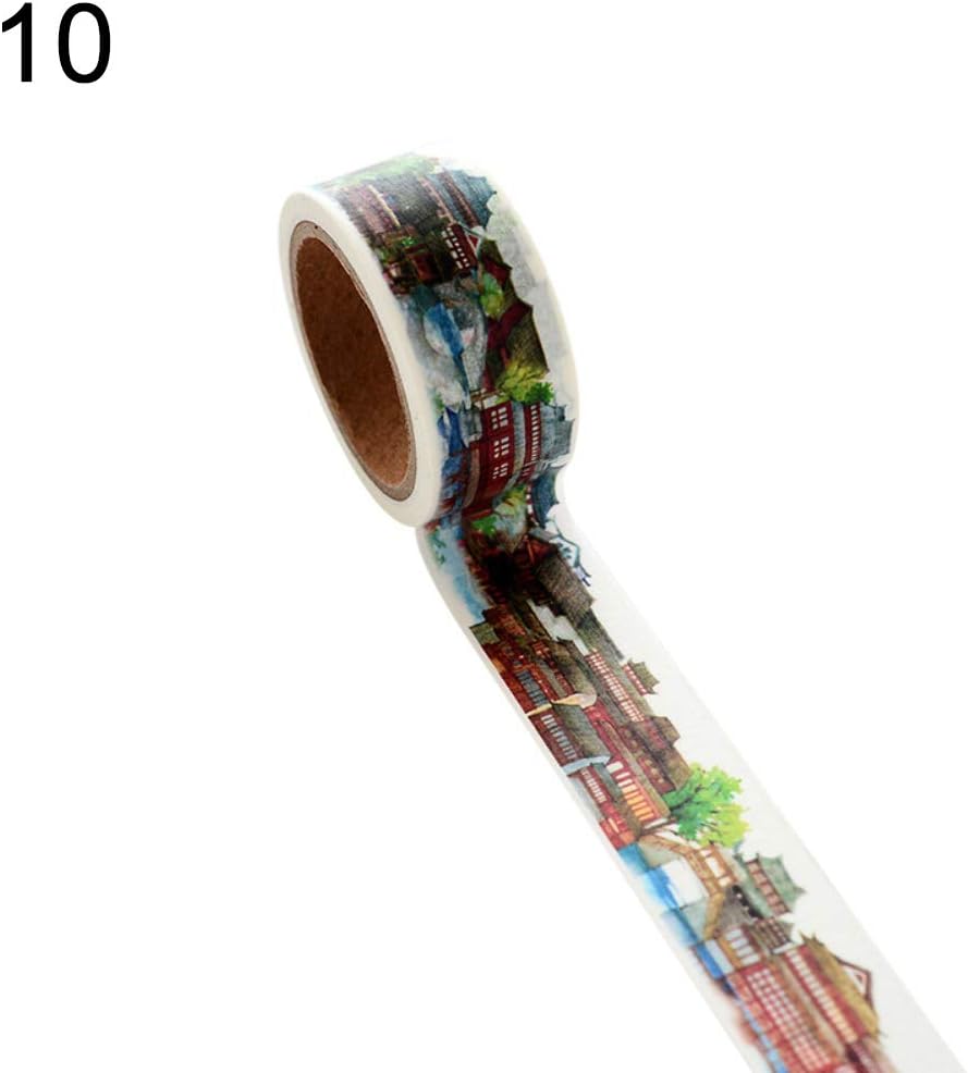 WillowswayW 7m Chinese Style Flower Mountain Design Washi Paper Sticky Sticker Decorative Adhesive Tape