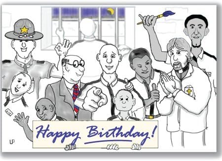 Uncle Pokey Birthday Card - Office Gang - Humorous Full Color Art on 100 pound paper with envelope folding to 5"x 7" Sold as a single card