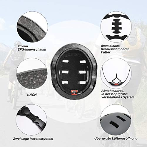 Vihir Erwachsene Fahrradhelm Skaterhelm E-Scooter E-Roller BMX Fahradhelm Herren Damen Sport Helm für Männer & Frauen… – Bild 6