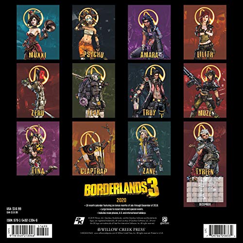 Borderlands 3 2020 Wall Calendar